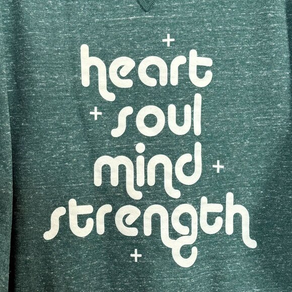 Lifeway Women "Heart Soul Mind Strength" Women's Heather Green Sweatshirt - Picture 4 of 4